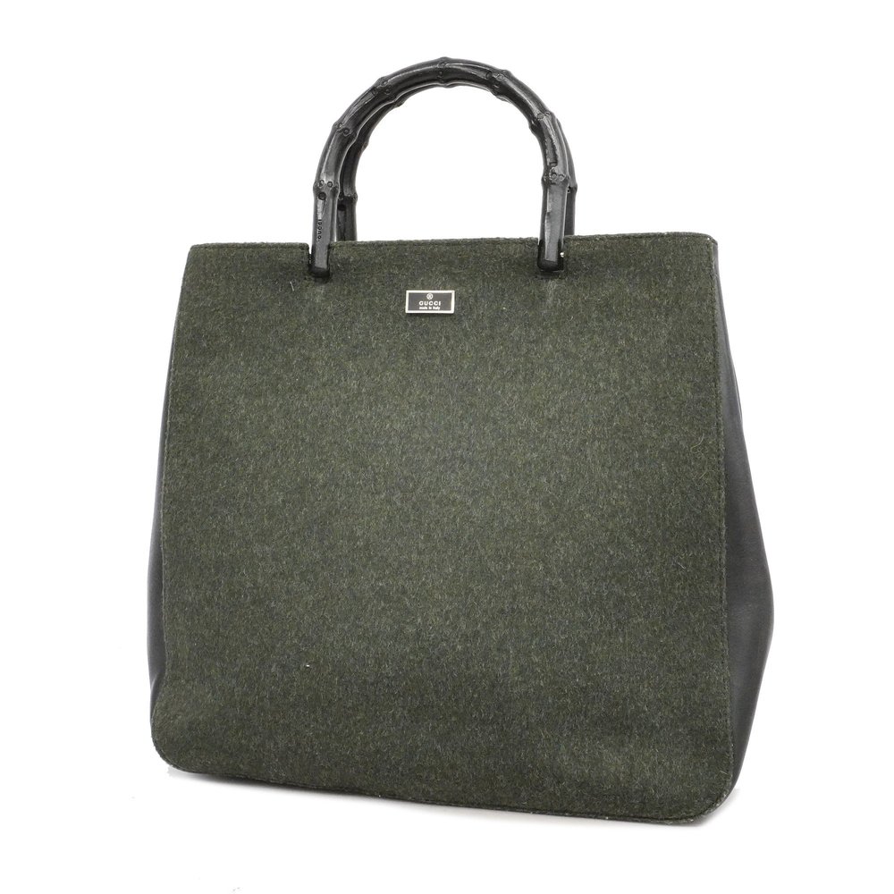 Auth  Gucci Bamboo Tote Bag 002 8260 Women's Felt Handbag,Tote Bag Khaki